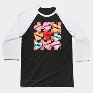 Groovy Teach Love Inspire Candy Happy Valentines Day Baseball T-Shirt